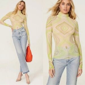 AFRM Swirl Mesh Sheer Turtleneck